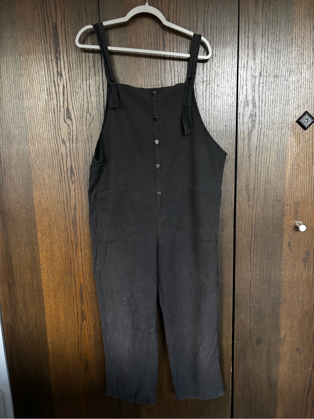 Black Women's Linen Blend Romper Overalls
